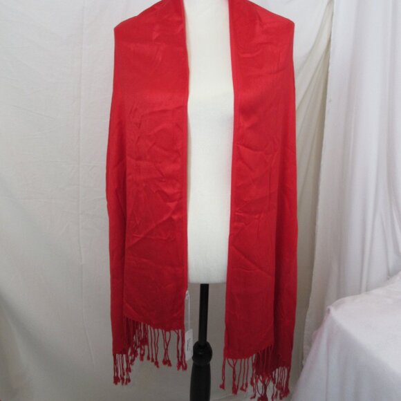 Pashmina Scarf Wrap Red Fringe Charming Charlie 21x70 NWT - Picture 2 of 8